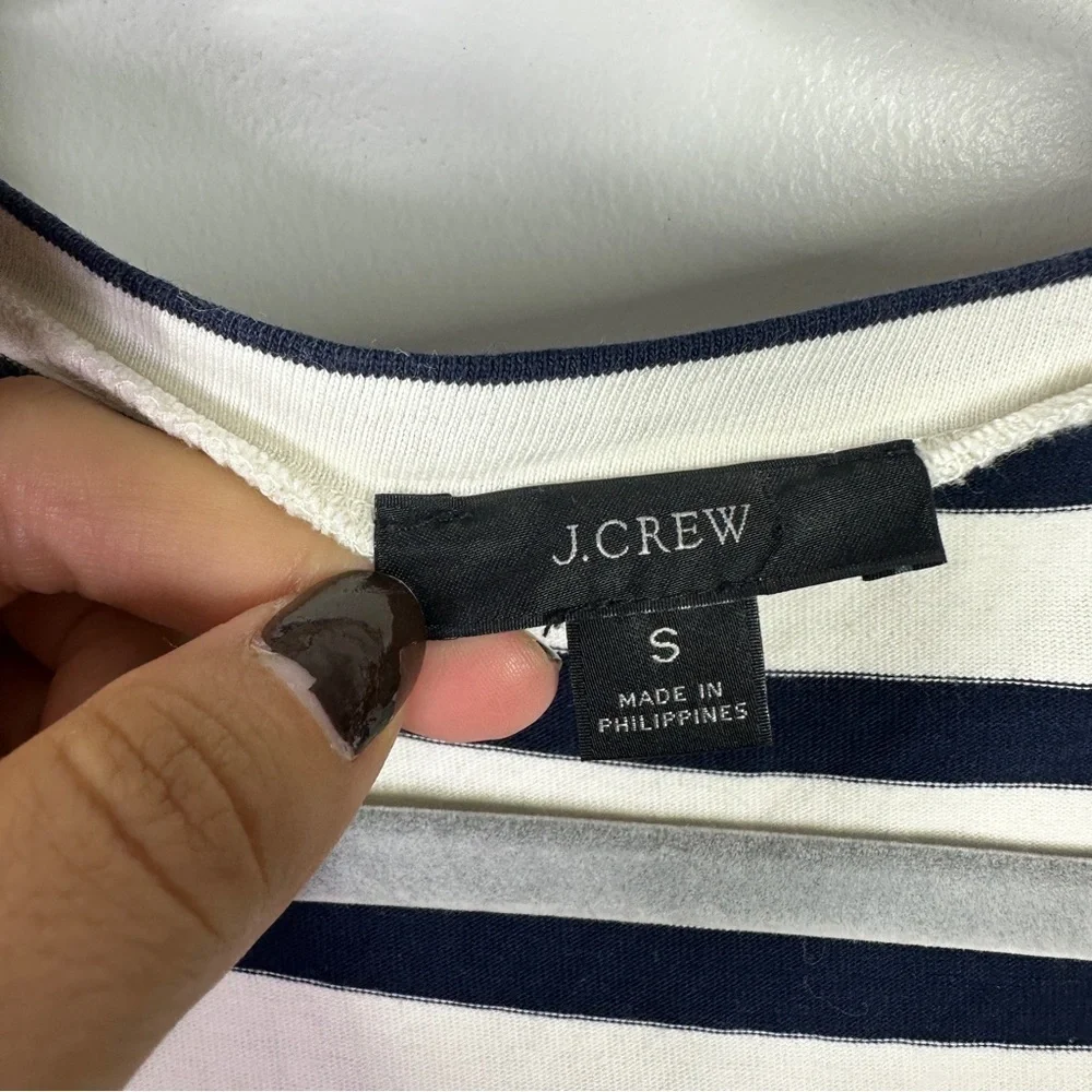 J. Crew Navy Striped Short Sleeve T Shirt Maxi Dress sz S